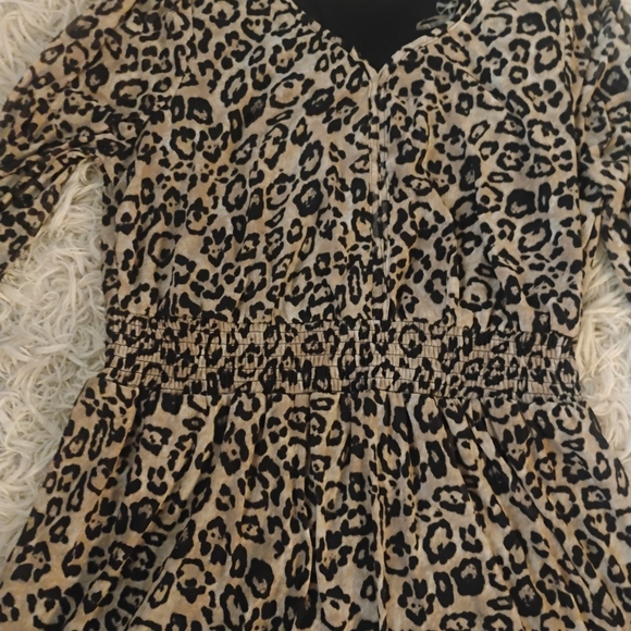 Madison & Hudson Long Sleeve Leopard Print Boho Stretch Lined Dress SZ XL - Picture 3 of 10